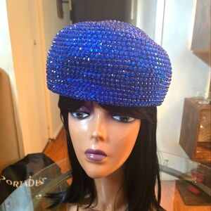 Blue Rhinestone Beret